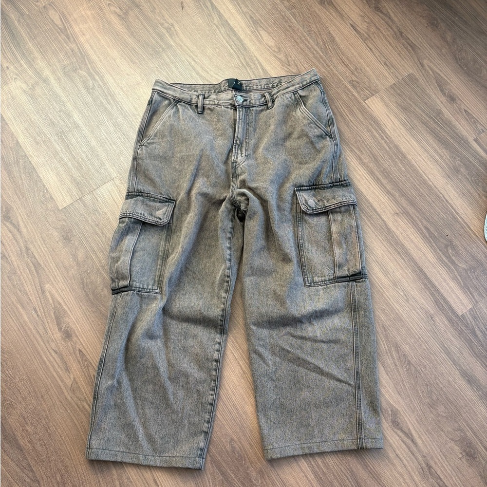 H&M Men's Gray Cargo Baggy Jeans